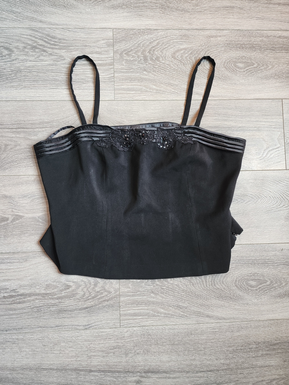 Ashro Black Beaded Spaghetti Strap Camisole Women's 2X Glam Y2K Vampy